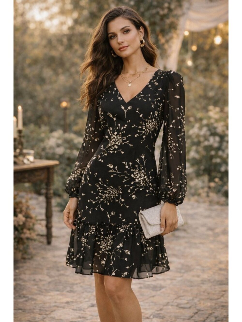 Effortlessly Chic Kensie Floral Metallic Gold Drop-Waist Dress| soft glam | 6